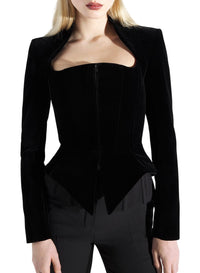 BLACK // black velvet corseted jacket