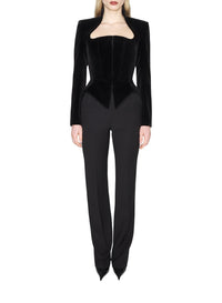 BLACK // black velvet corseted jacket