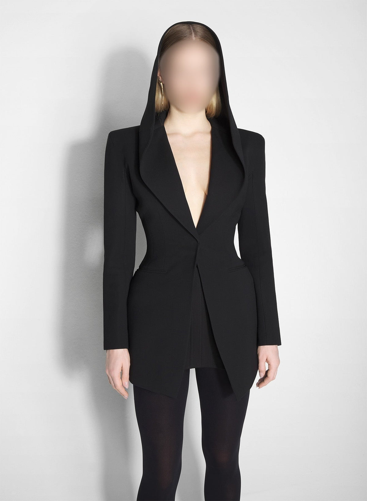 BLACK // black hooded tailored jacket