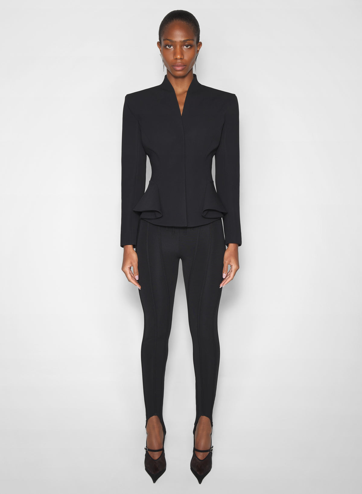 Veste évasée en laine - Black