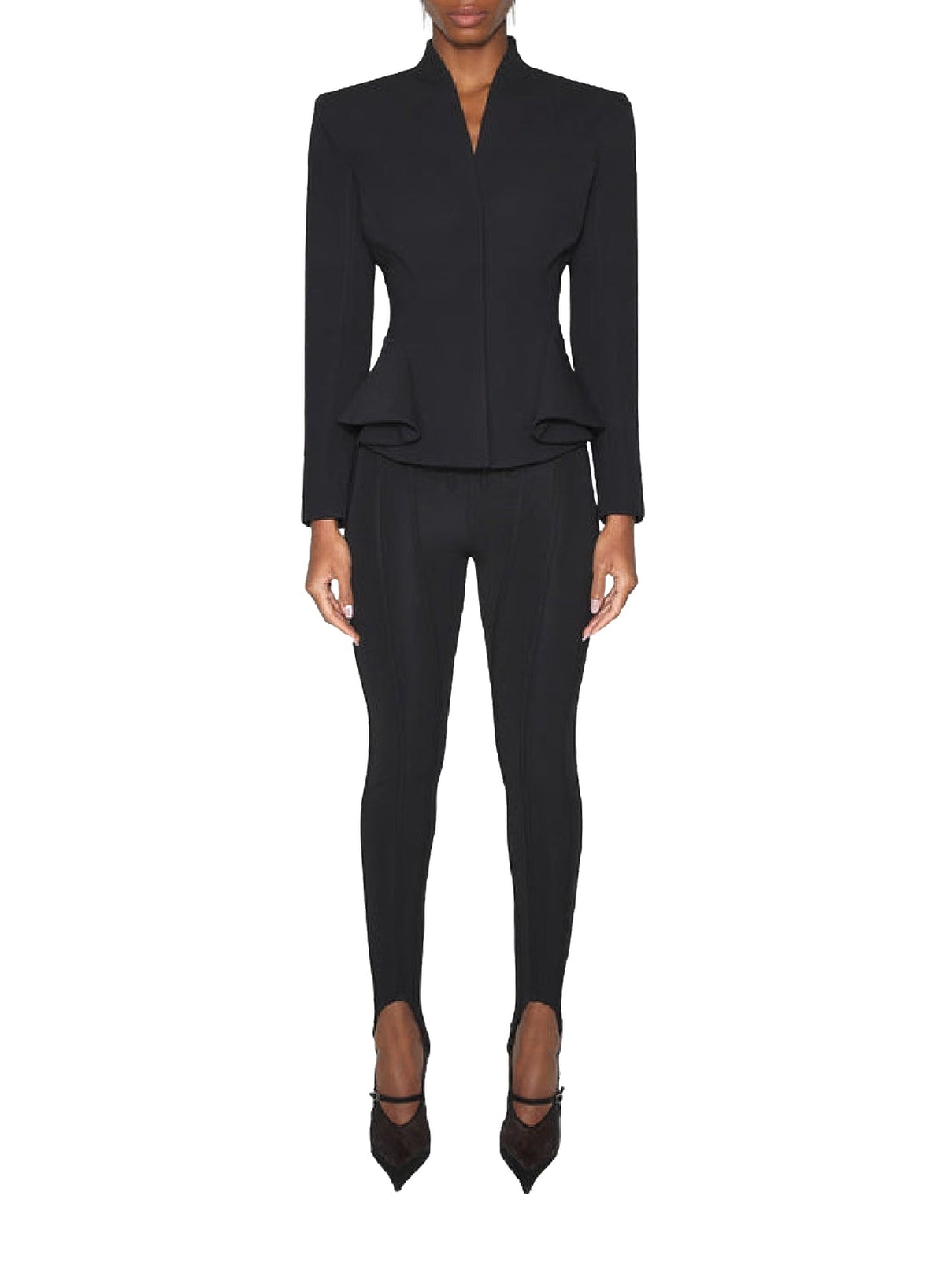 BLACK // black boned knit leggings