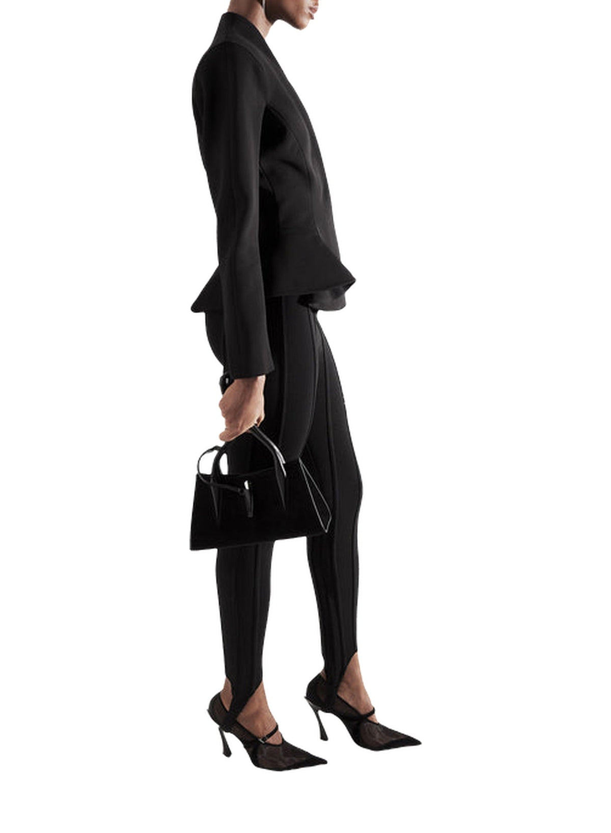 BLACK // black boned knit leggings