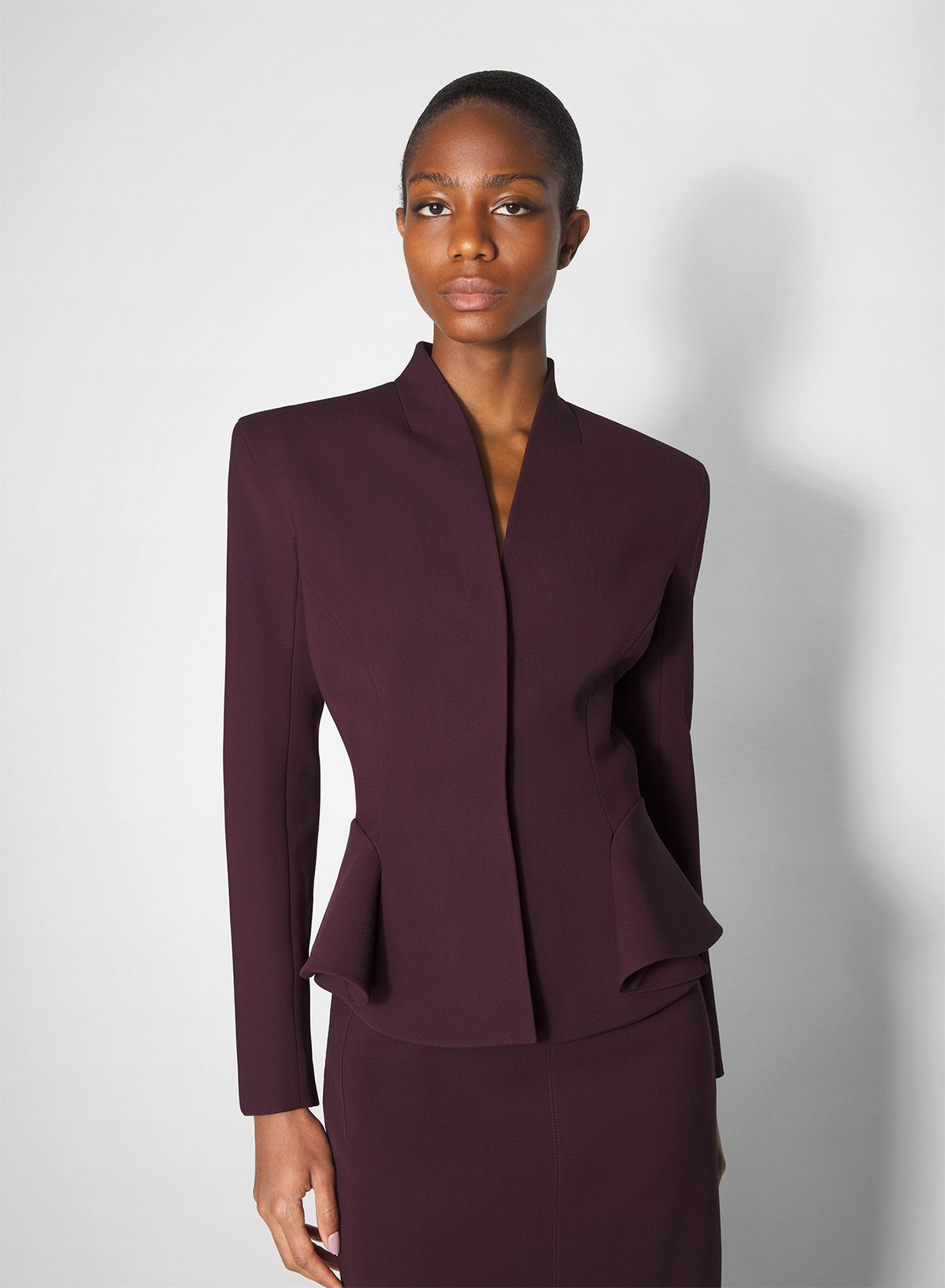 Veste évasée en laine - Dark Plum