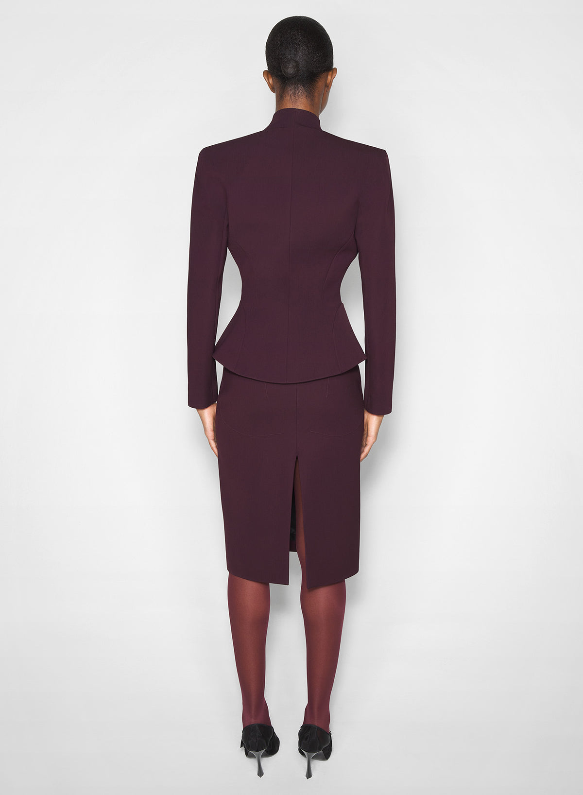 Veste évasée en laine - Dark Plum