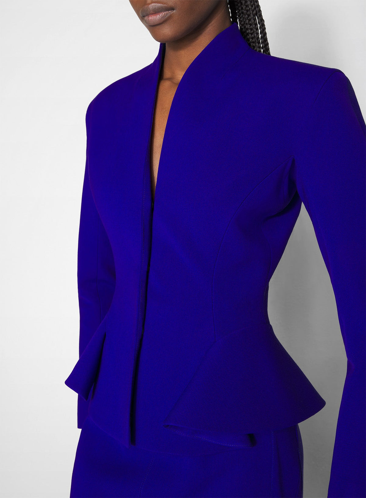 ULTRABLUE // blue flared wool jacket