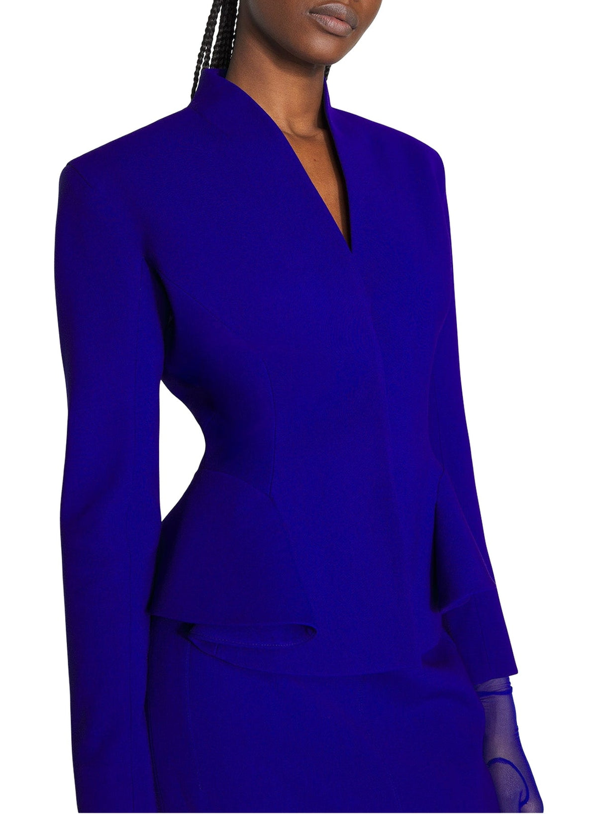 ULTRABLUE // blue flared wool jacket
