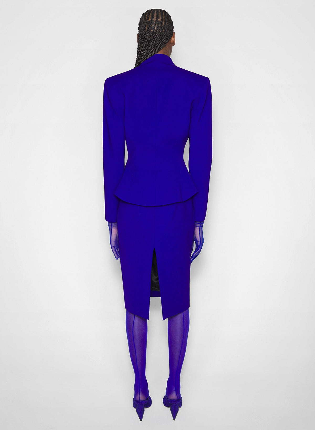 ULTRABLUE // blue flared wool jacket