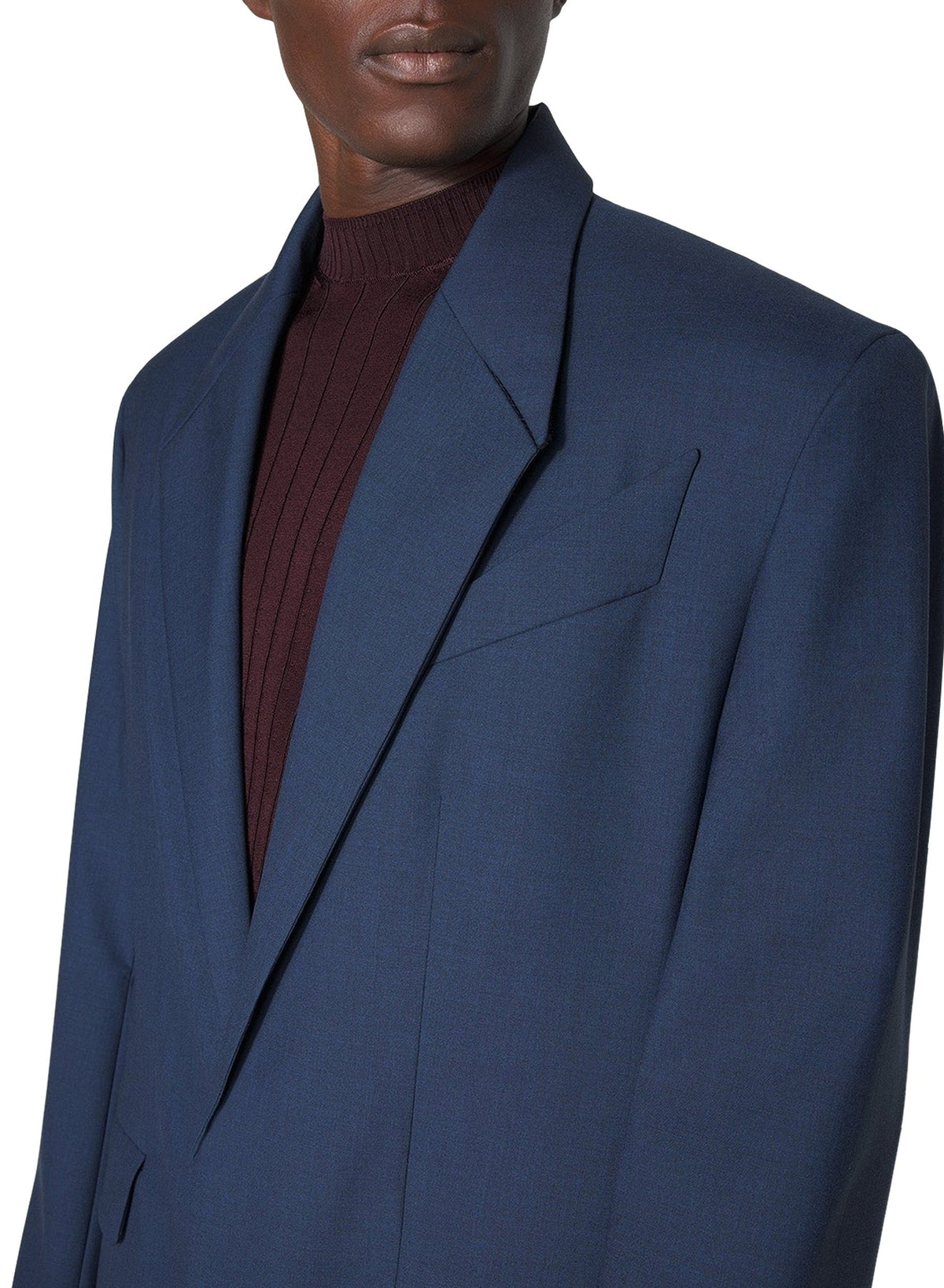 DARK BLUE // blue straight tailored jacket