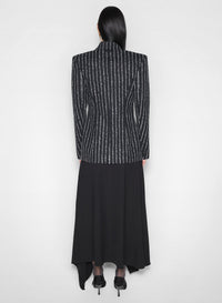 BLACK / WHITE // pinstripe pierced tailored jacket