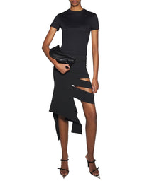 BLACK // black bandage knit skirt