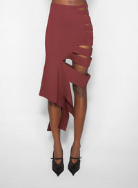 BURGUNDY // burgundy bandage knit skirt