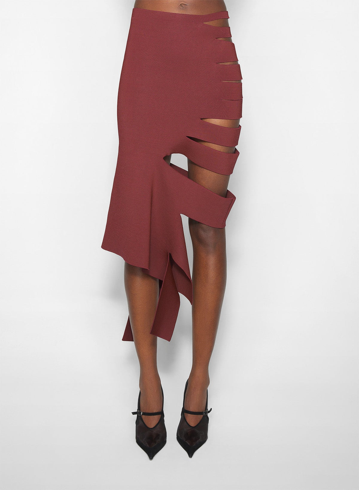 BURGUNDY // burgundy bandage knit skirt