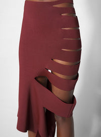 BURGUNDY // burgundy bandage knit skirt