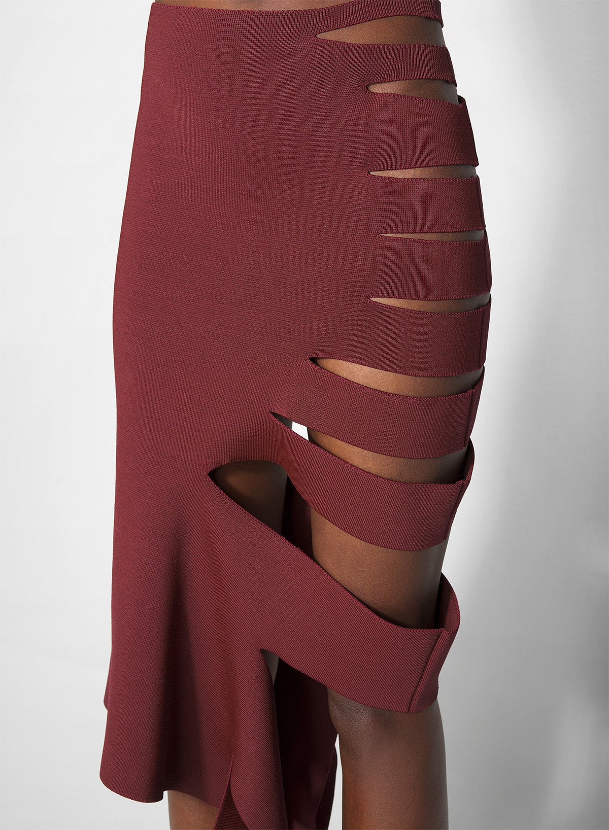 BURGUNDY // burgundy bandage knit skirt