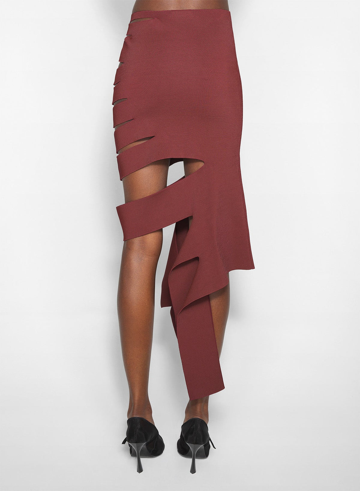 BURGUNDY // burgundy bandage knit skirt