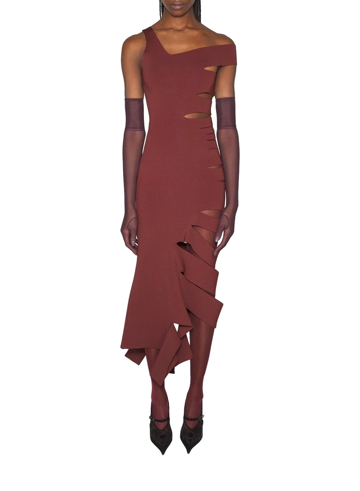 BURGUNDY // burgundy bandage knit dress