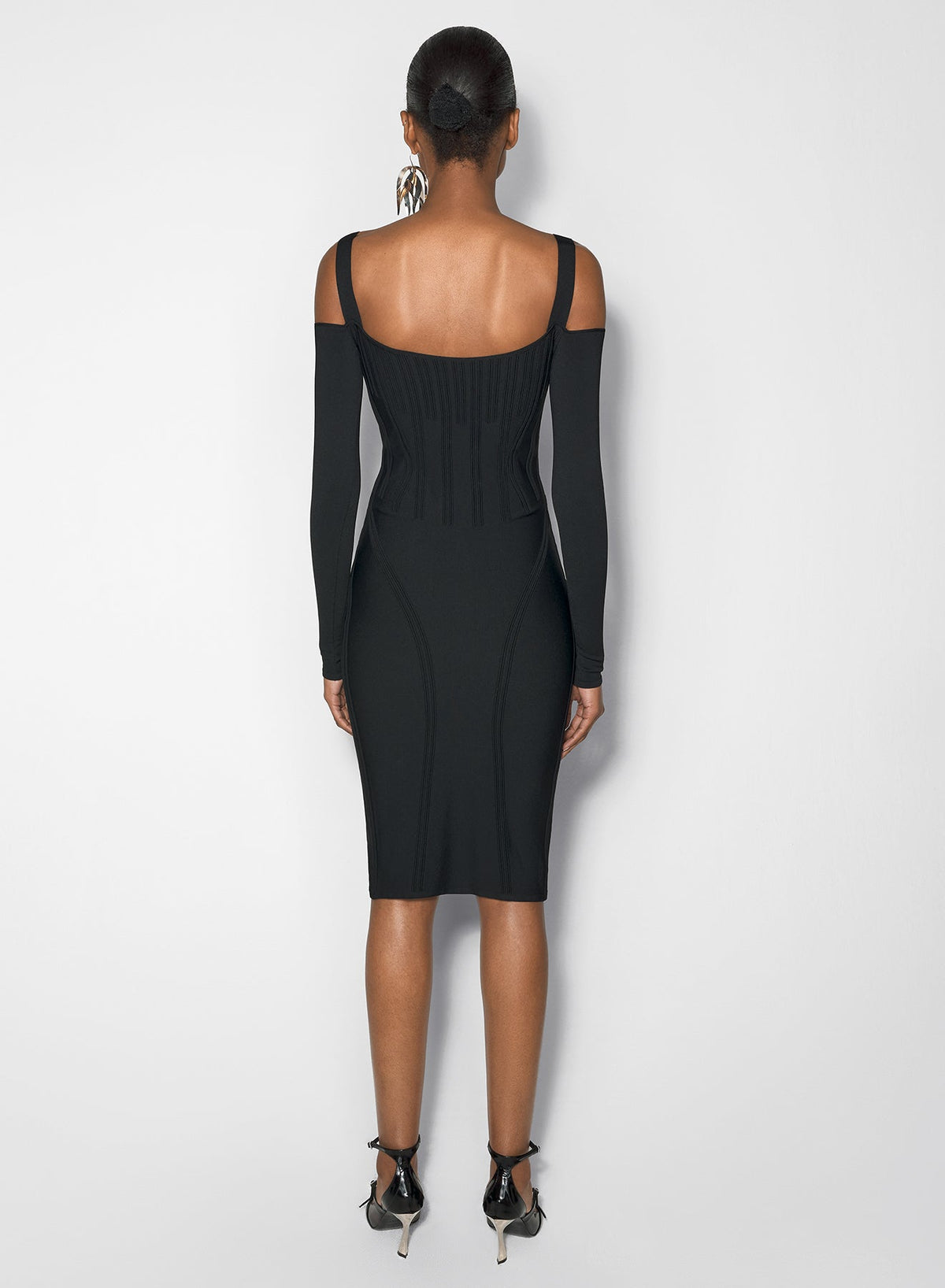 BLACK // black boning detail knit dress