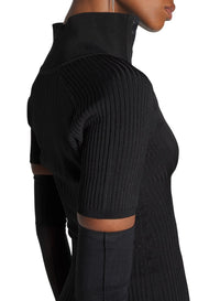 BLACK // black hook-and-eye ribbed dress