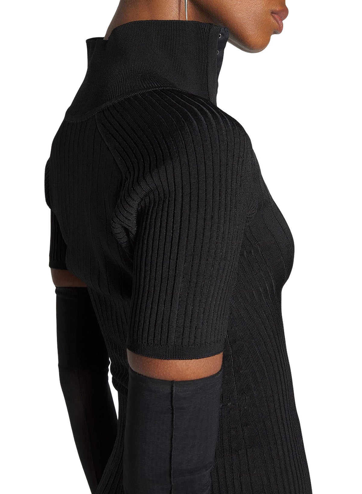 BLACK // black hook-and-eye ribbed dress