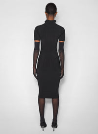 BLACK // black hook-and-eye ribbed dress