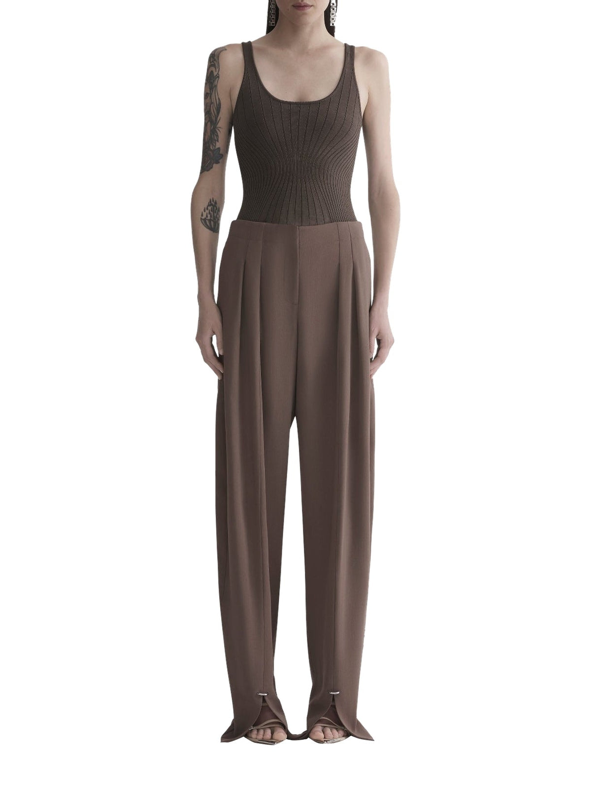 MOCHA // brown sculpting knit tank top