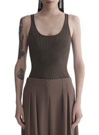 MOCHA // brown sculpting knit tank top