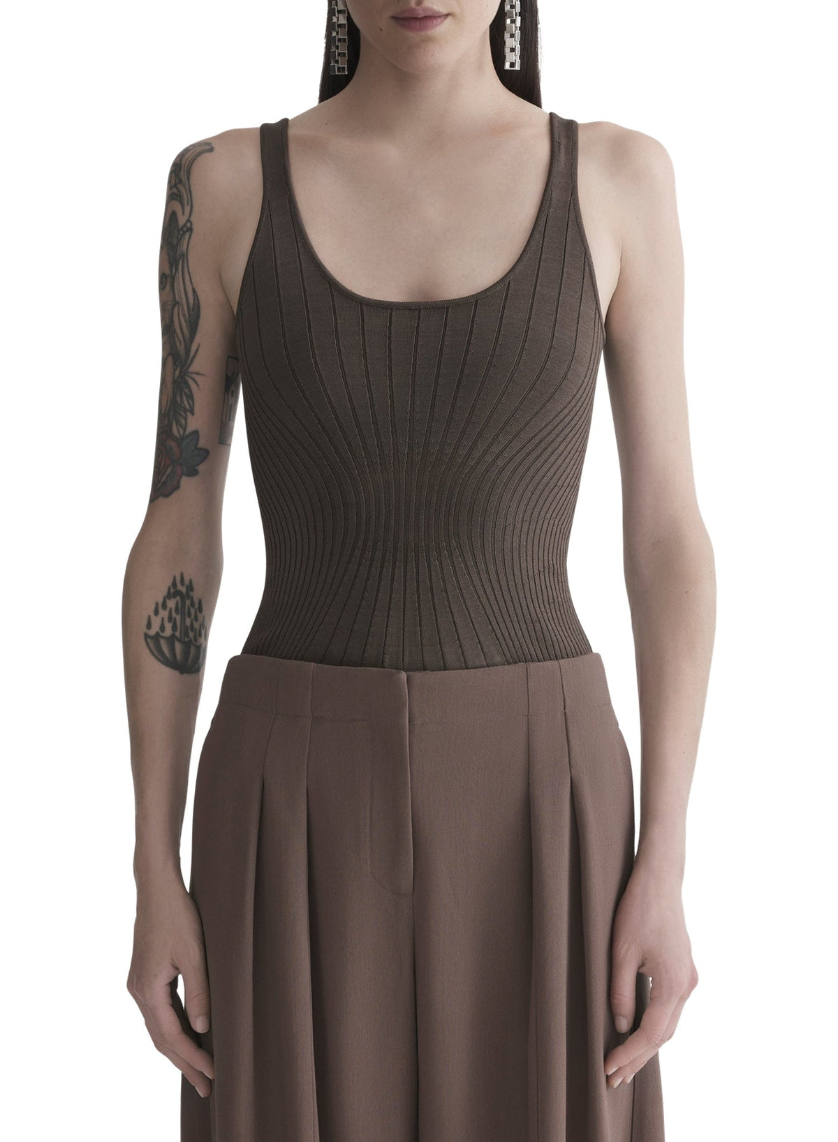 MOCHA // brown sculpting knit tank top