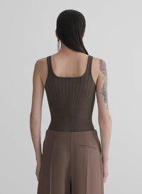 MOCHA // brown sculpting knit tank top