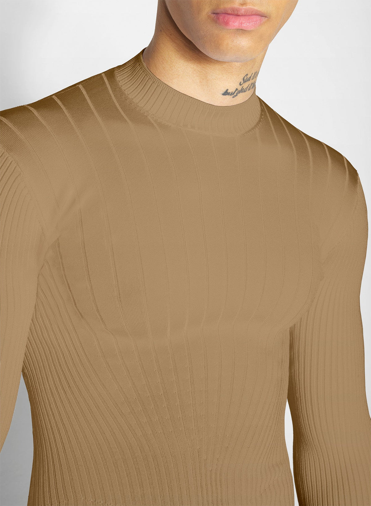 DARK BEIGE // beige boning detail knit top