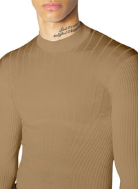 DARK BEIGE // beige boning detail knit top