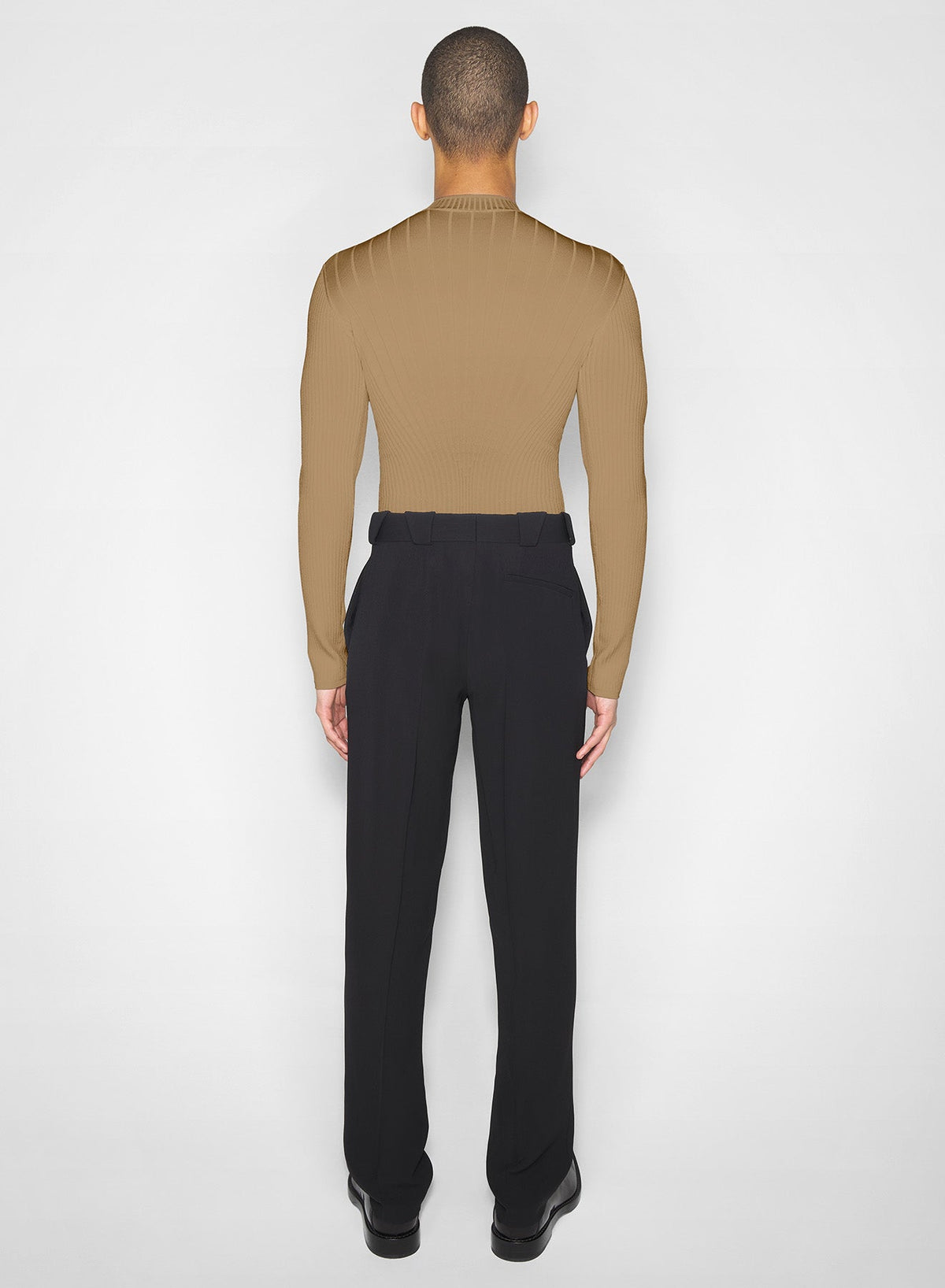 DARK BEIGE // beige boning detail knit top