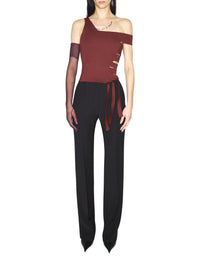 BURGUNDY // burgundy bandage knit top