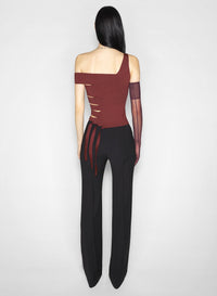 BURGUNDY // burgundy bandage knit top