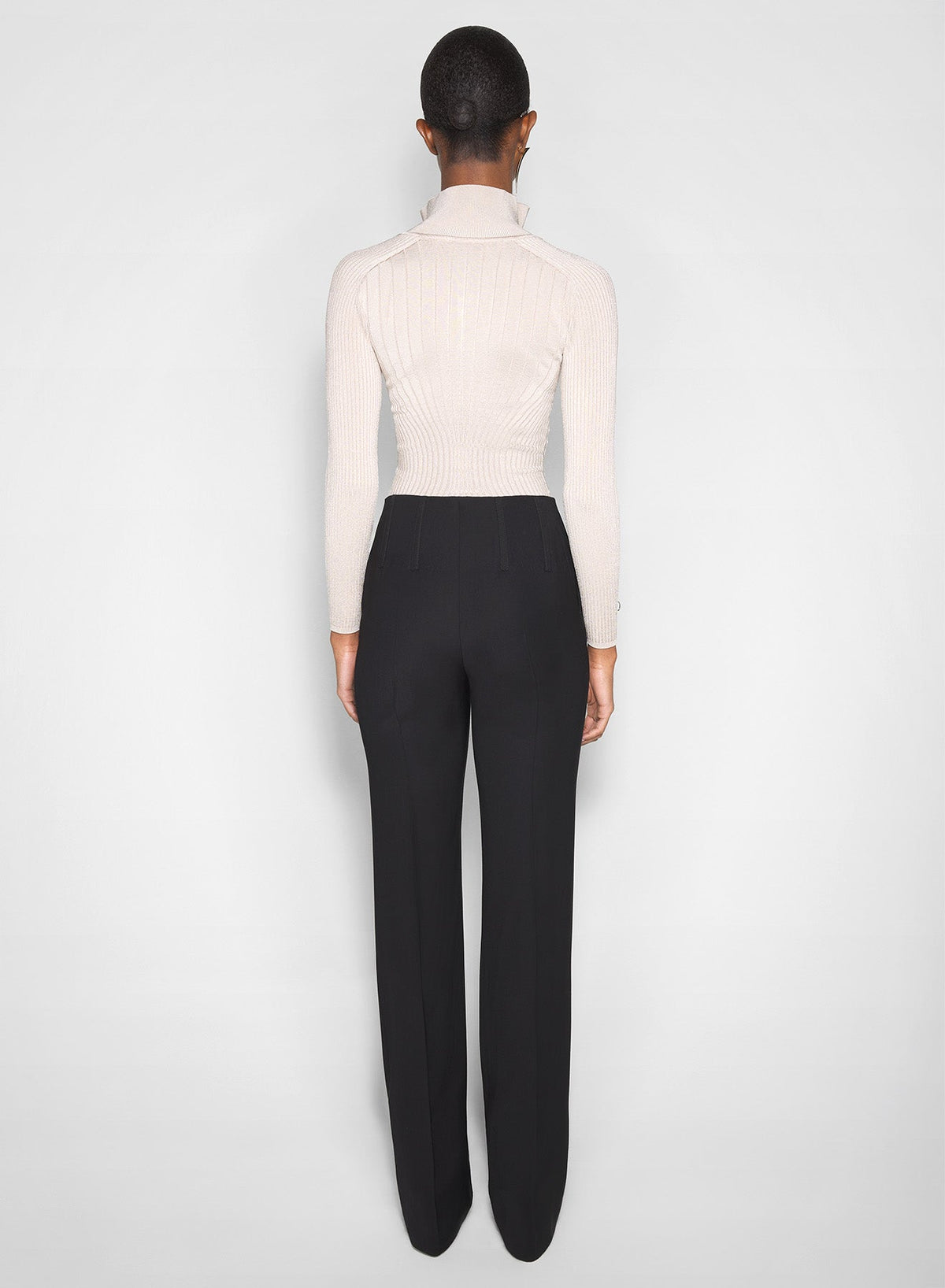 CEMENT // grey hook-and-eye ribbed top