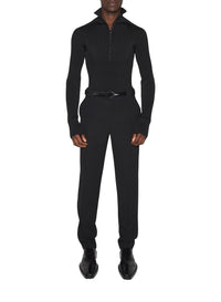 BLACK // black hook-and-eye ribbed top