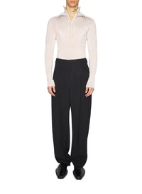 CEMENT // grey hook-and-eye ribbed top