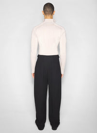 CEMENT // grey hook-and-eye ribbed top