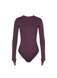 DARK RAISIN // burgundy shoulder logo bodysuit