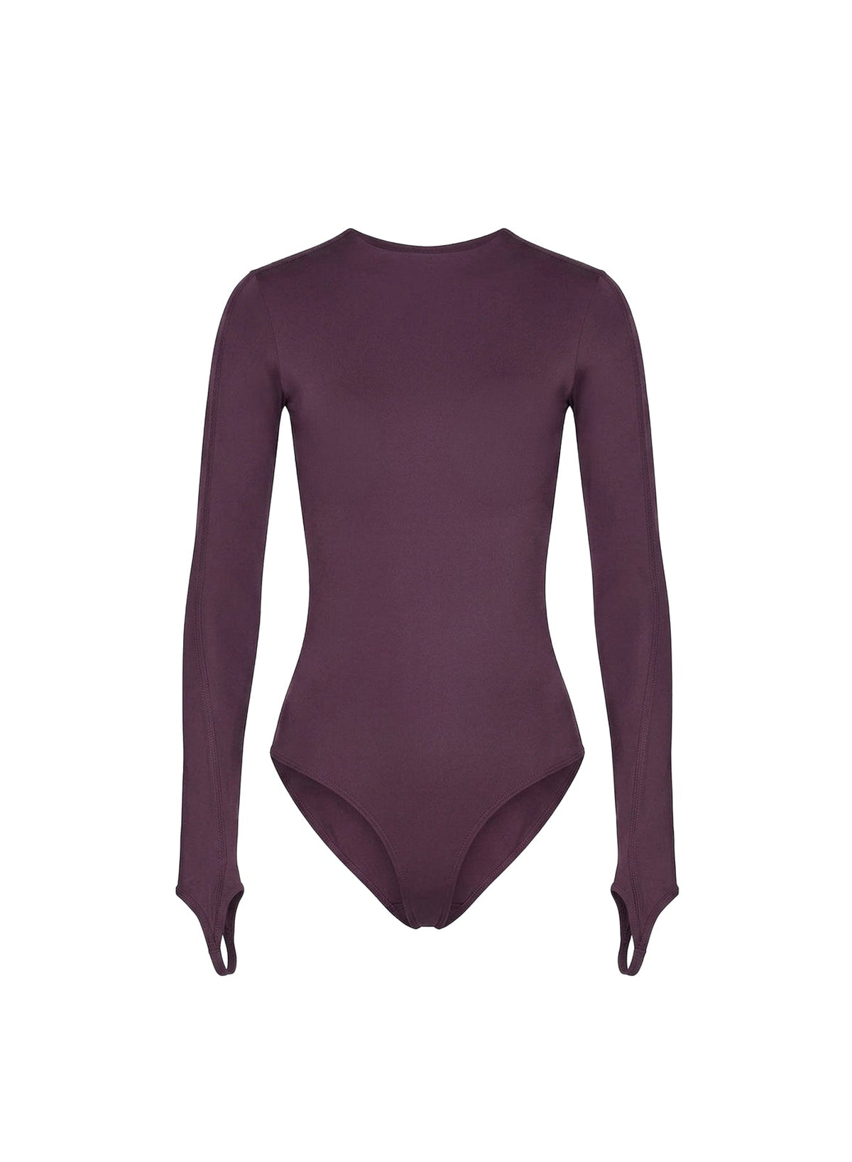 DARK RAISIN // burgundy shoulder logo bodysuit