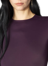 DARK RAISIN // burgundy shoulder logo bodysuit