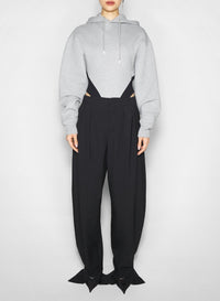Hooded fleece bodysuit - Grey Melange & Black