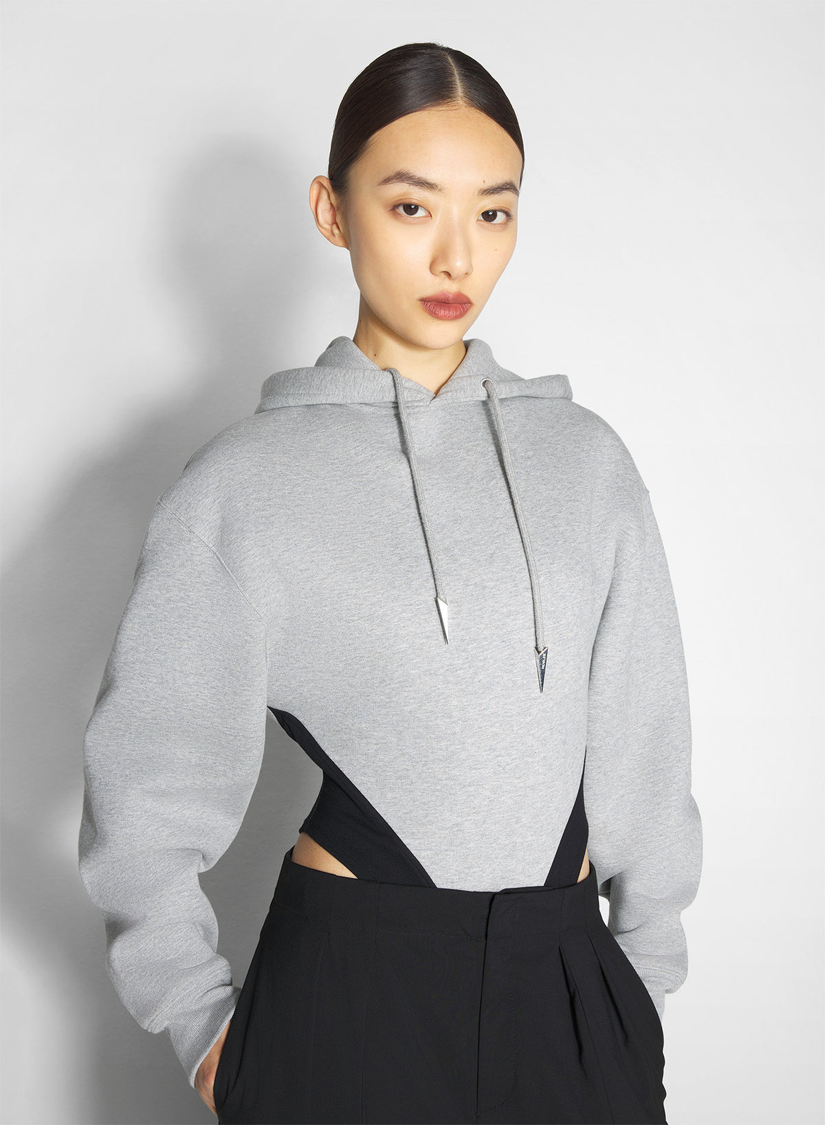 Body à capuche en polaire - Grey Melange & Black