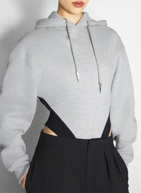 Hooded fleece bodysuit - Grey Melange & Black