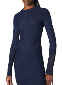 INK // navy ruched bodysuit