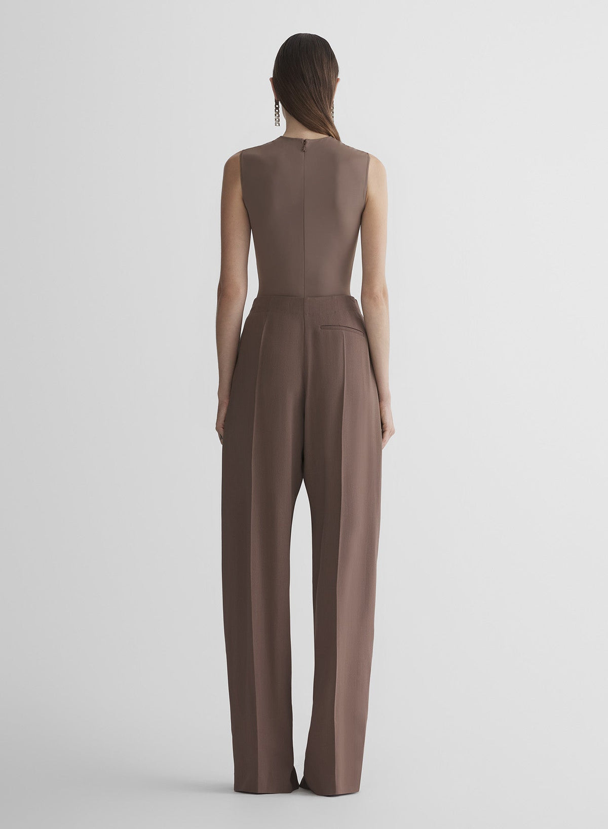 MOCHA // brown sleeveless shoulder logo bodysuit