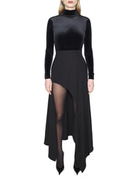 BLACK // black open-back velvet bodysuit