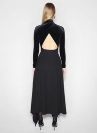 BLACK // black open-back velvet bodysuit