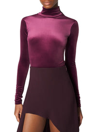 BURGUNDY // burgundy open-back velvet bodysuit