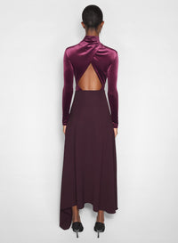 BURGUNDY // burgundy open-back velvet bodysuit