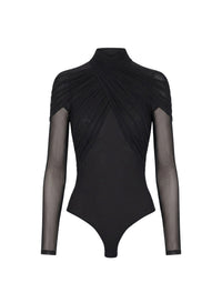 BLACK // black layered halter bodysuit